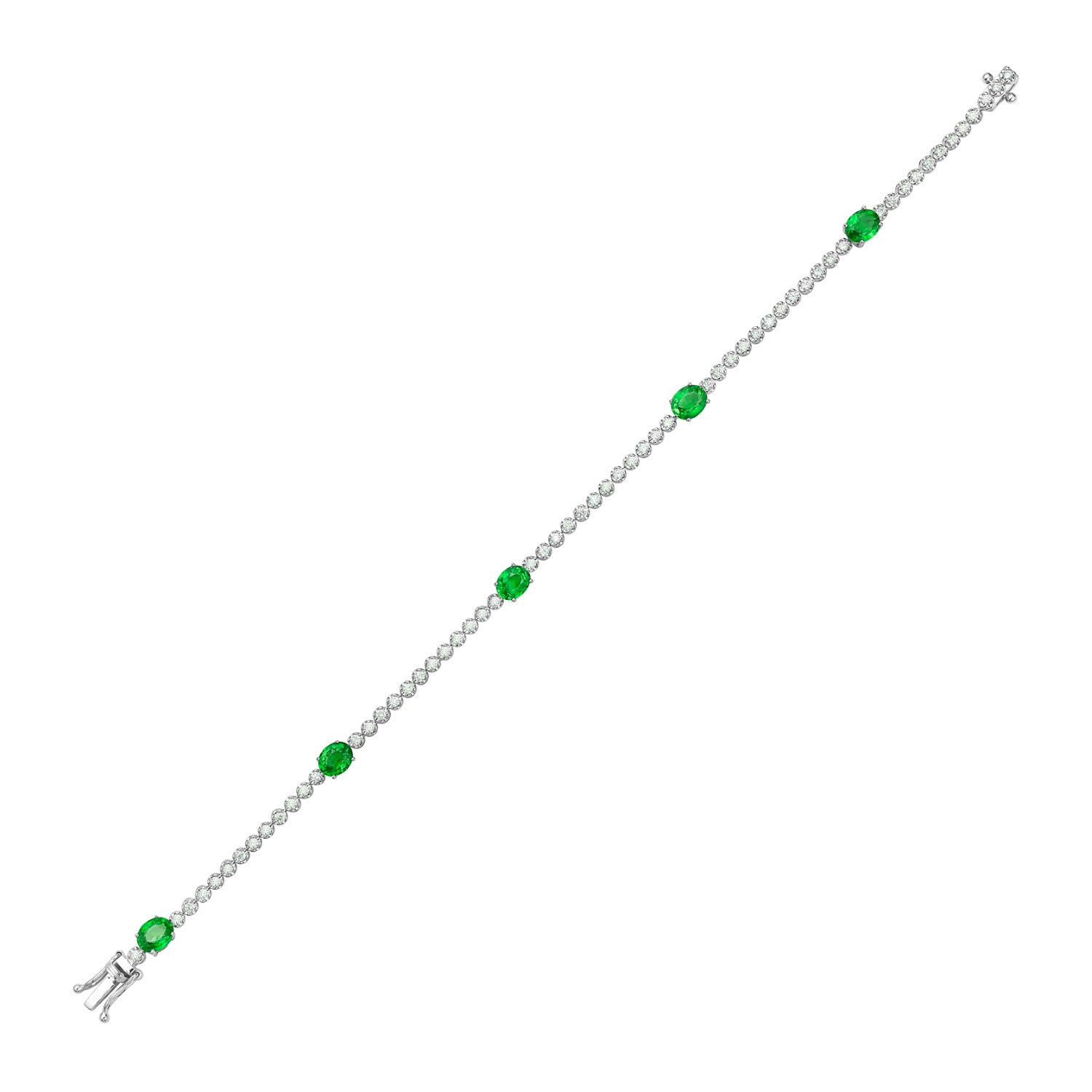 14K White Gold Emerald and Diamond Bracelet, 1.66ct