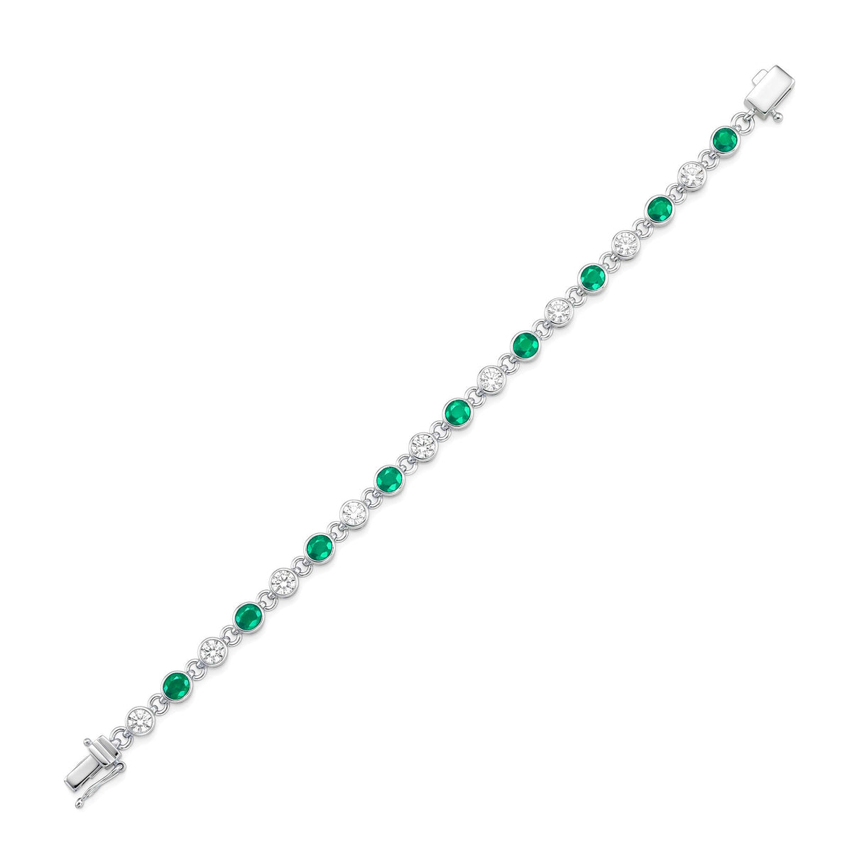 AEB156929 - Bracelet 14KW/6.6G 9EMER-0.79CT 9RD-0.76CT
