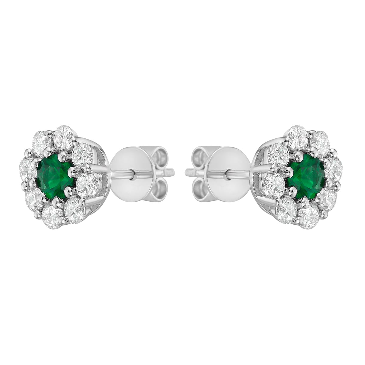 14K White Gold Emerald and Diamond Studs, 0.38ct