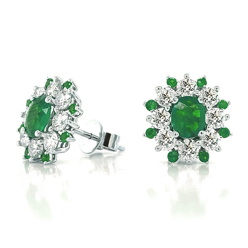 AEE154894 - Earrings 14KW/2.0G 2EMER-0.68CT 16EMER-0.12CT 16RD-0.90CT