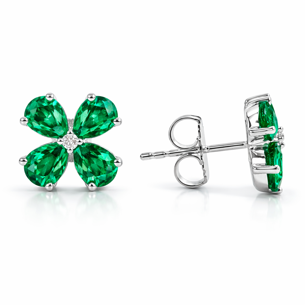 AEE155118 - Earrings 14KW/1.7G 8EMER-1.87CT 2RD-0.02CT