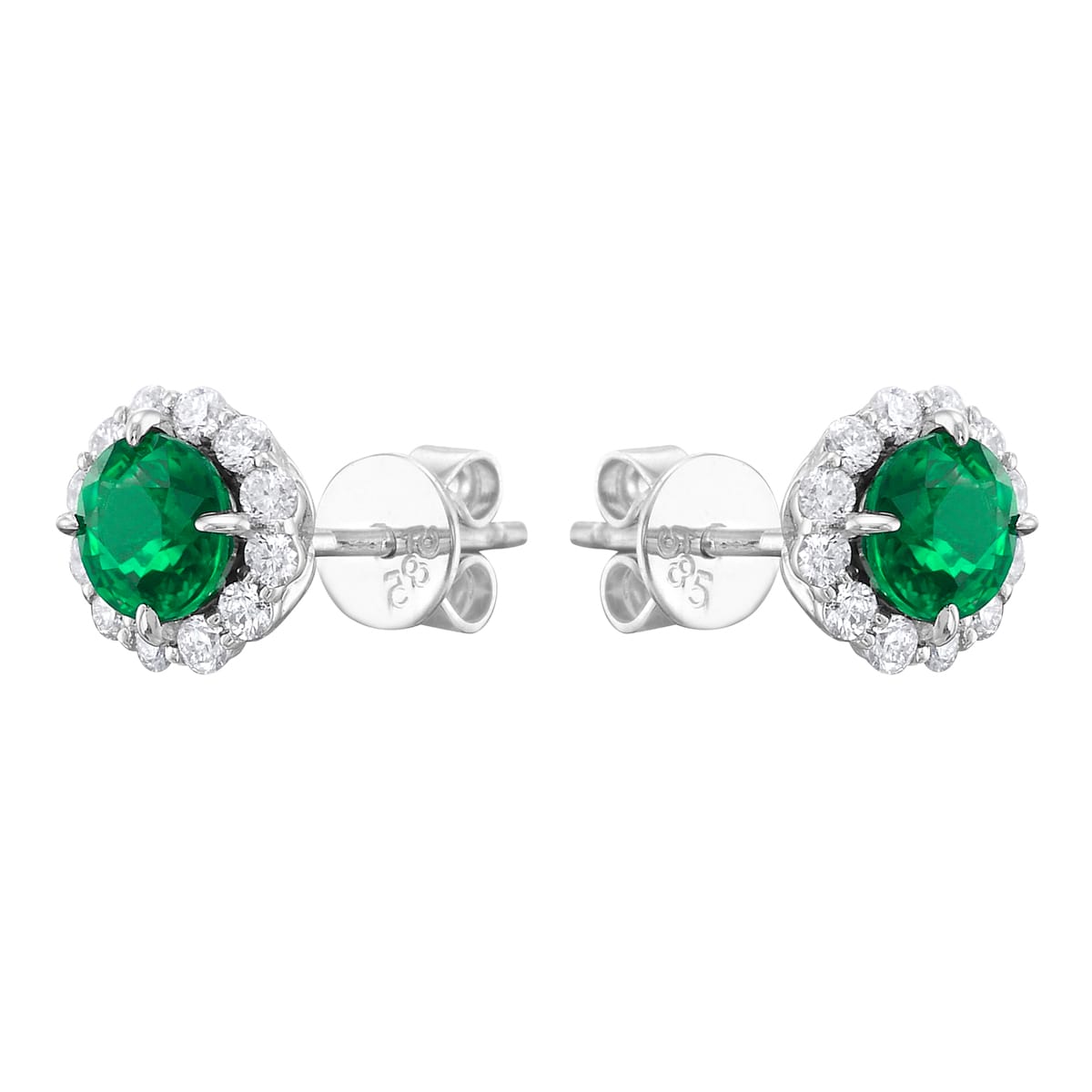 14K White Gold Emerald Earrings, 0.79ct
