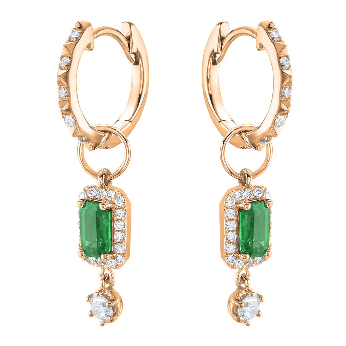 AEE155437Y - Earrings 14KY/2.4G 2EMER-0.55CT 2RD-0.16CT 48RD-0.20CT