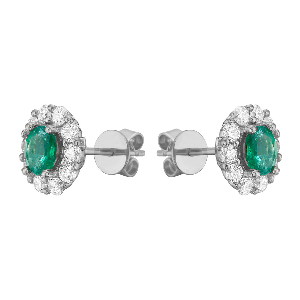 14K White Gold Green Emerald Earrings, 0.61ct