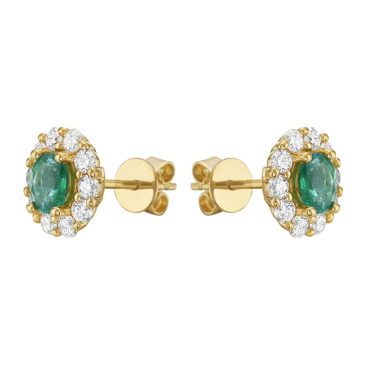 14K White Gold Emerald Earrings, 0.61ct