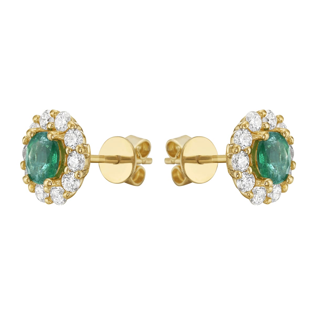 14K White Gold Emerald Earrings, 0.61ct