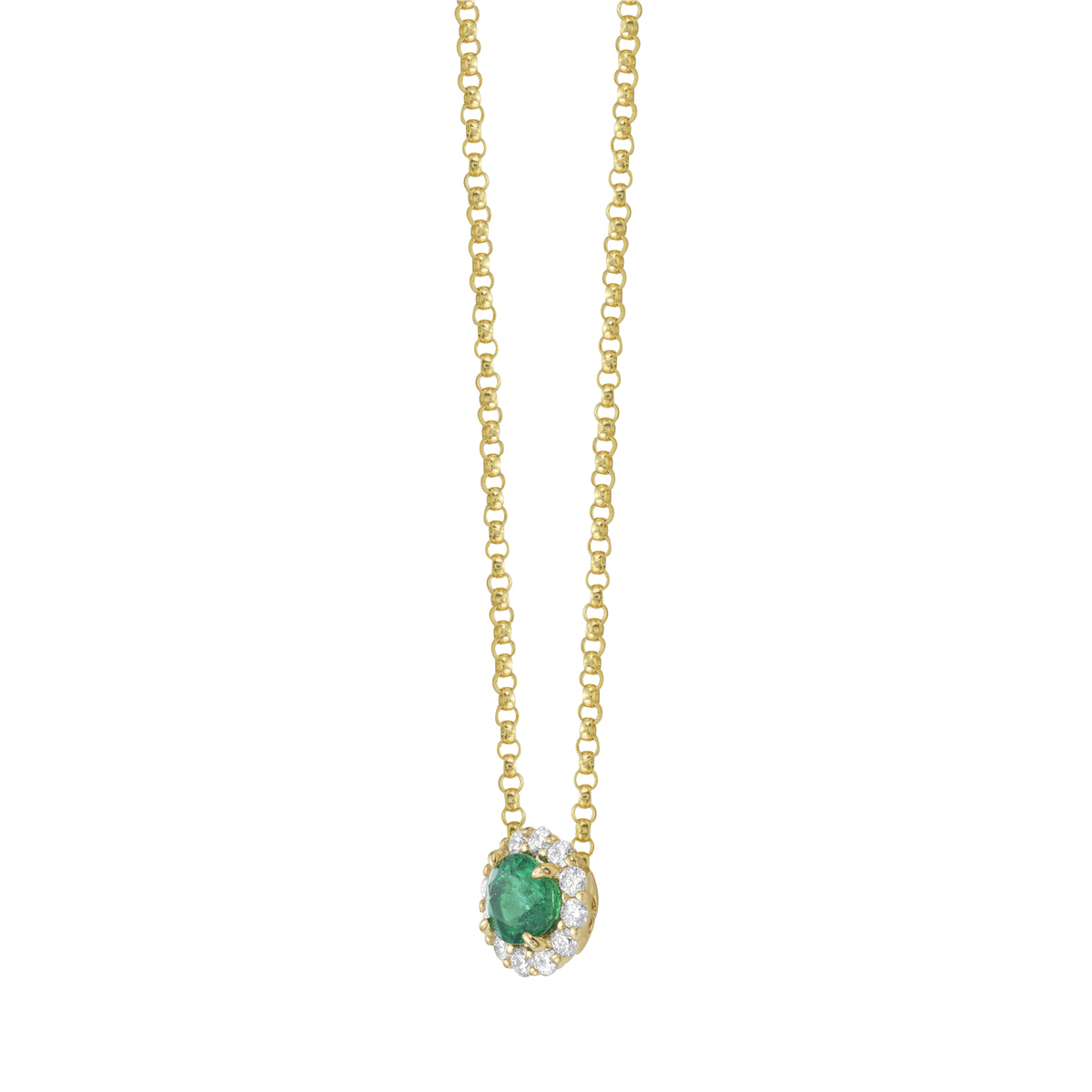 AEN155737Y - Necklace 14KY/0.9G 1EMER-0.58CT 12RD-0.30CT
