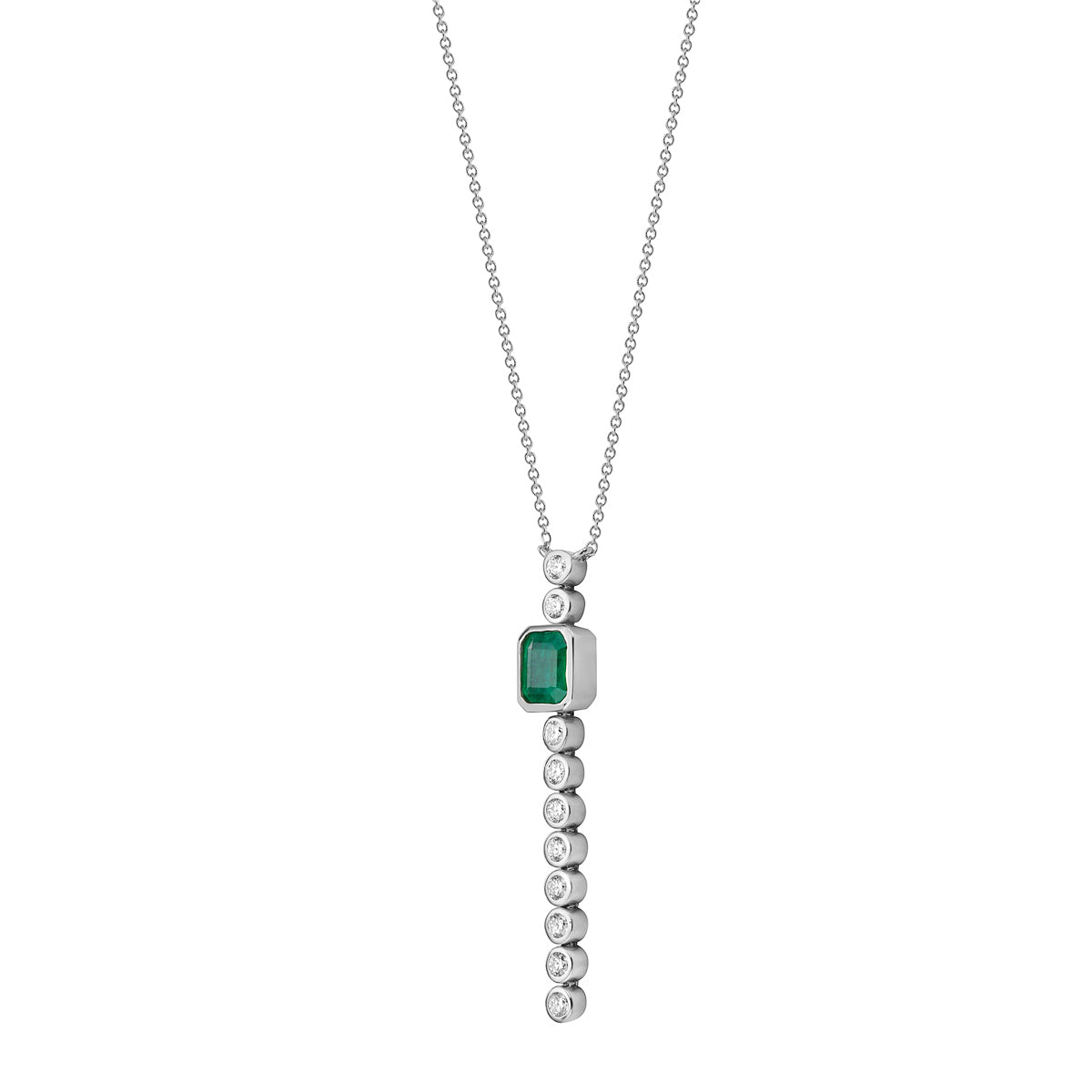 14K White Gold Green Emerald Pendant, 0.75ct