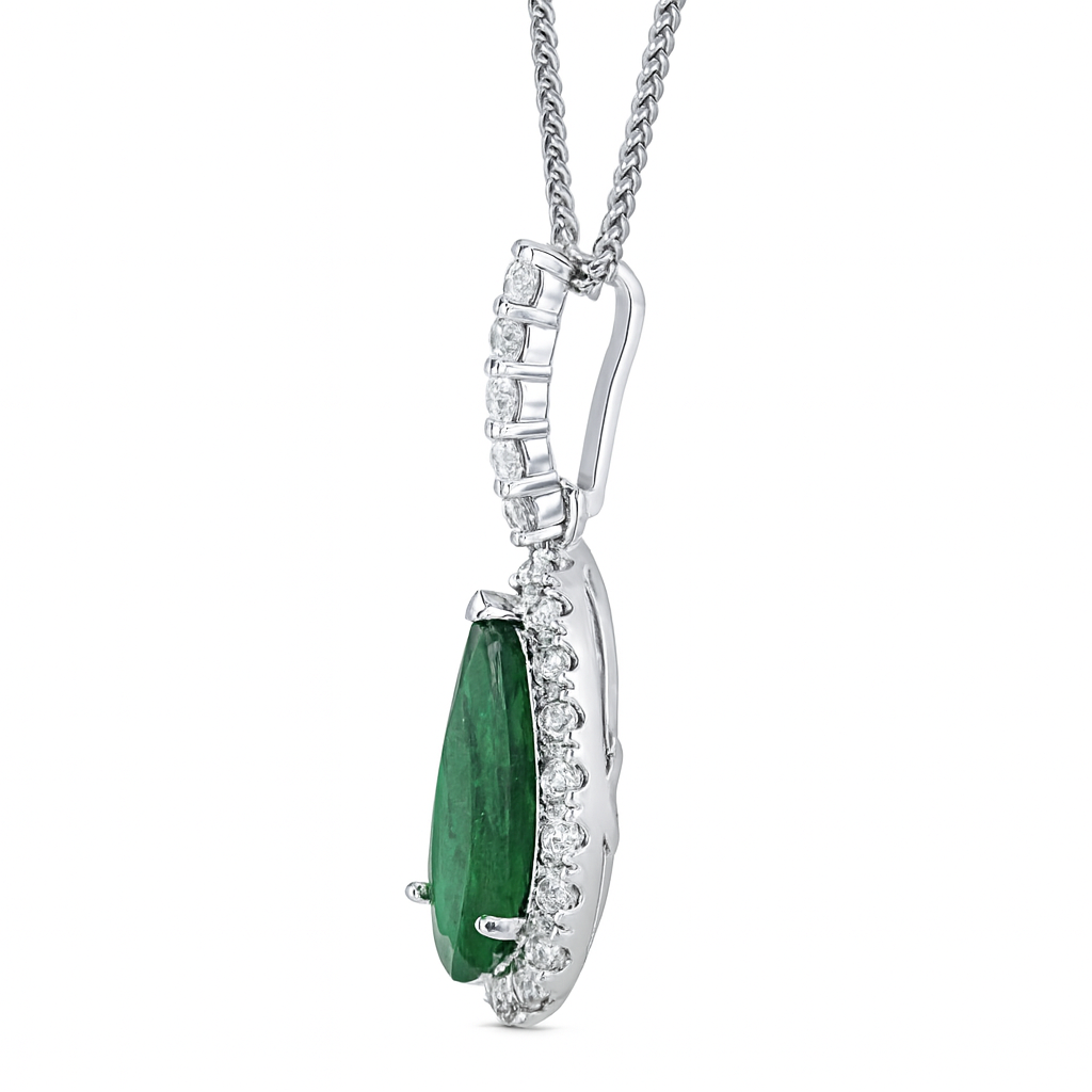 Handmade 14K White Gold Emerald Pendant, 2.60ct