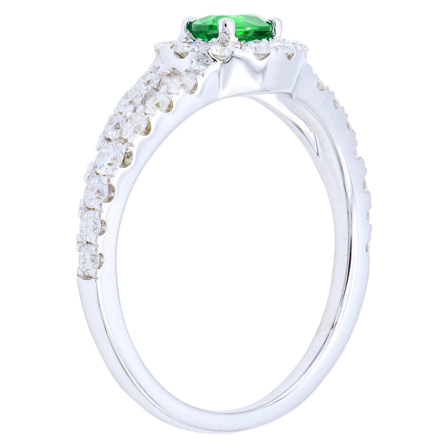 14K White Gold Emerald and Diamond Ring