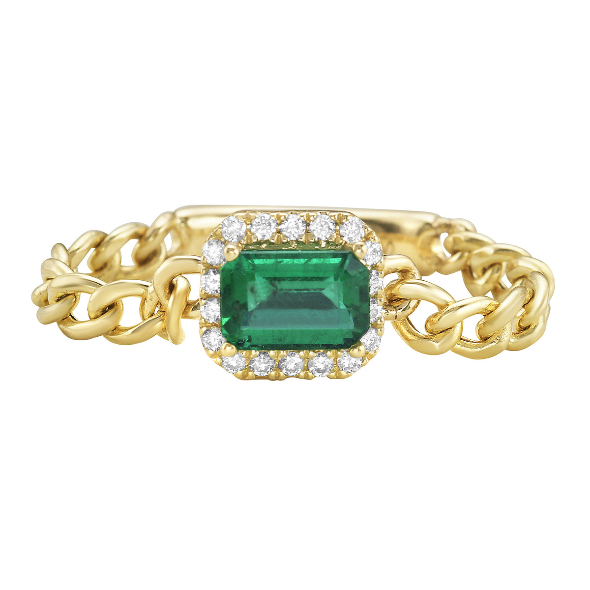 AER155374Y - Ring 14KY/1.7G 1EMER-0.41CT 18RD-0.09CT