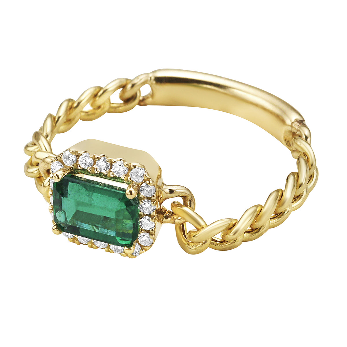 AER155374Y - Ring 14KY/1.7G 1EMER-0.41CT 18RD-0.09CT