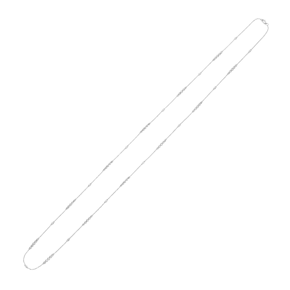 14K White Gold Round Diamond Necklace - 34 Inches, 2.51ct