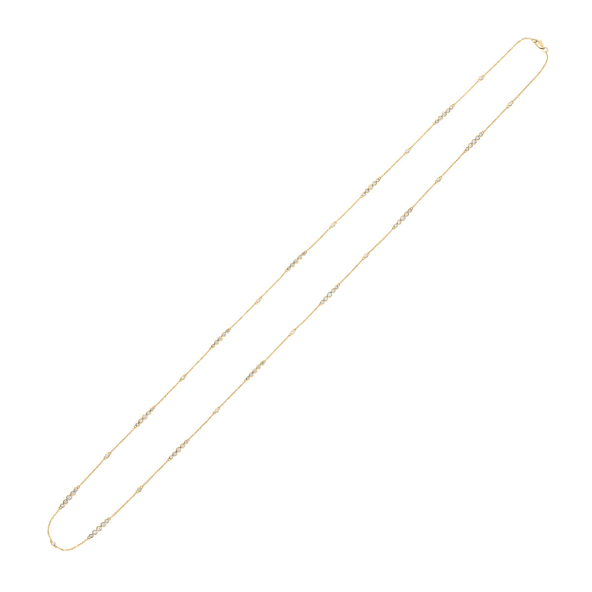 14K Yellow Gold Diamond Necklace - 34 Inch, 2.51ct