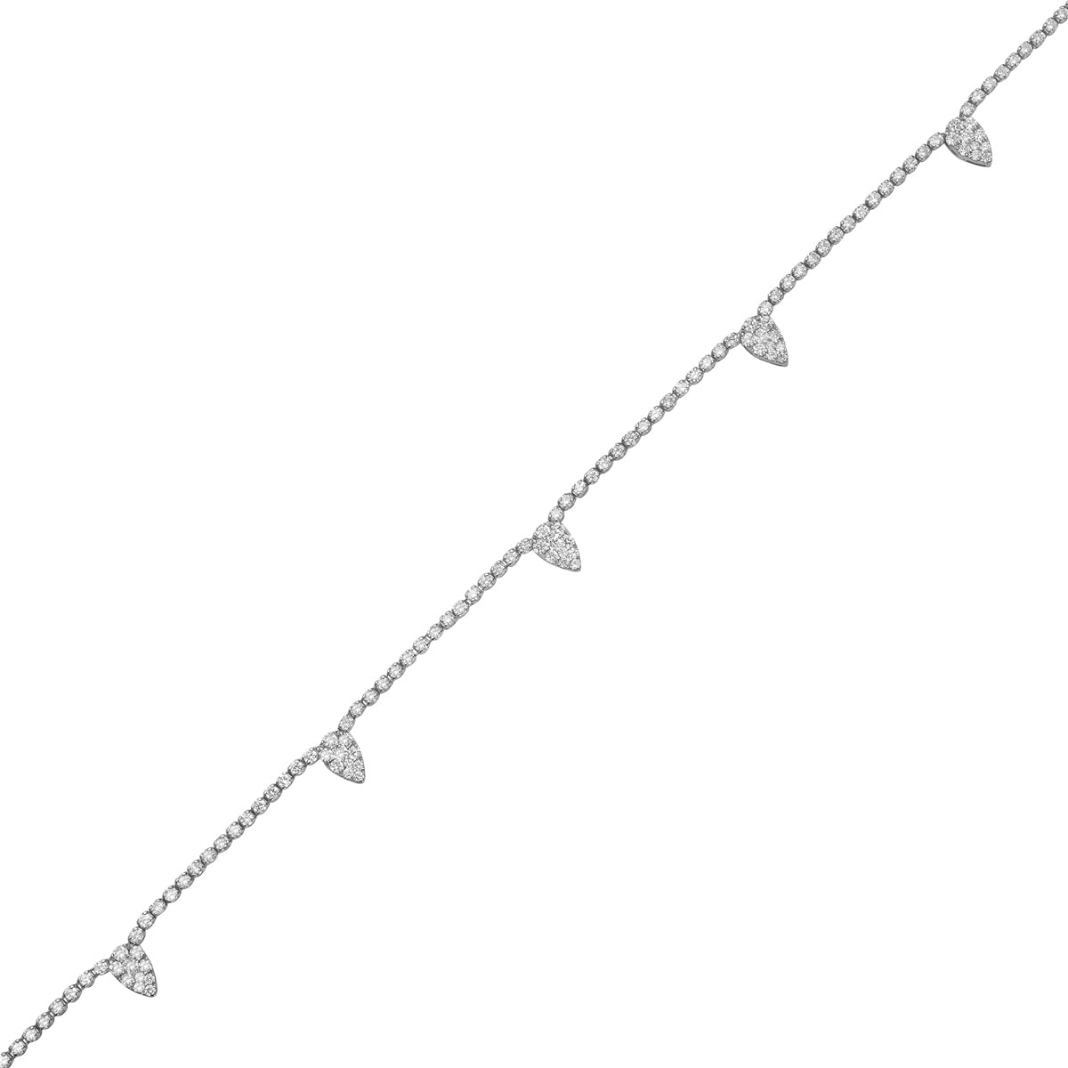 14K White Gold Diamond Spike Necklace, 3.87ct