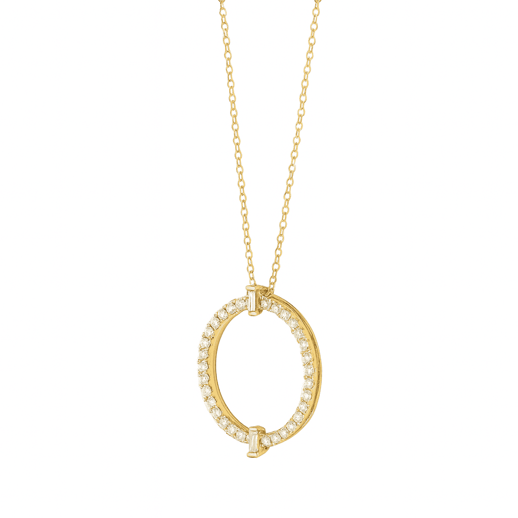 14K Yellow Gold Diamond Necklace, 0.4ct