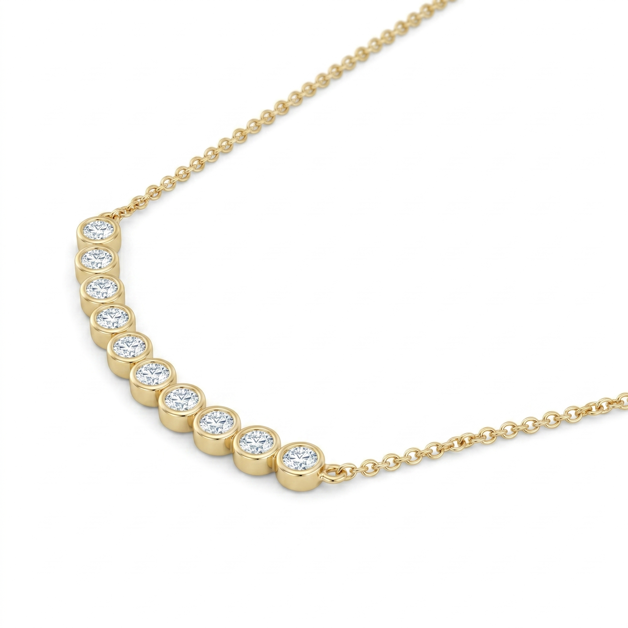 AN157094Y - Necklace 14KW/3.3G 10RD-0.30CT