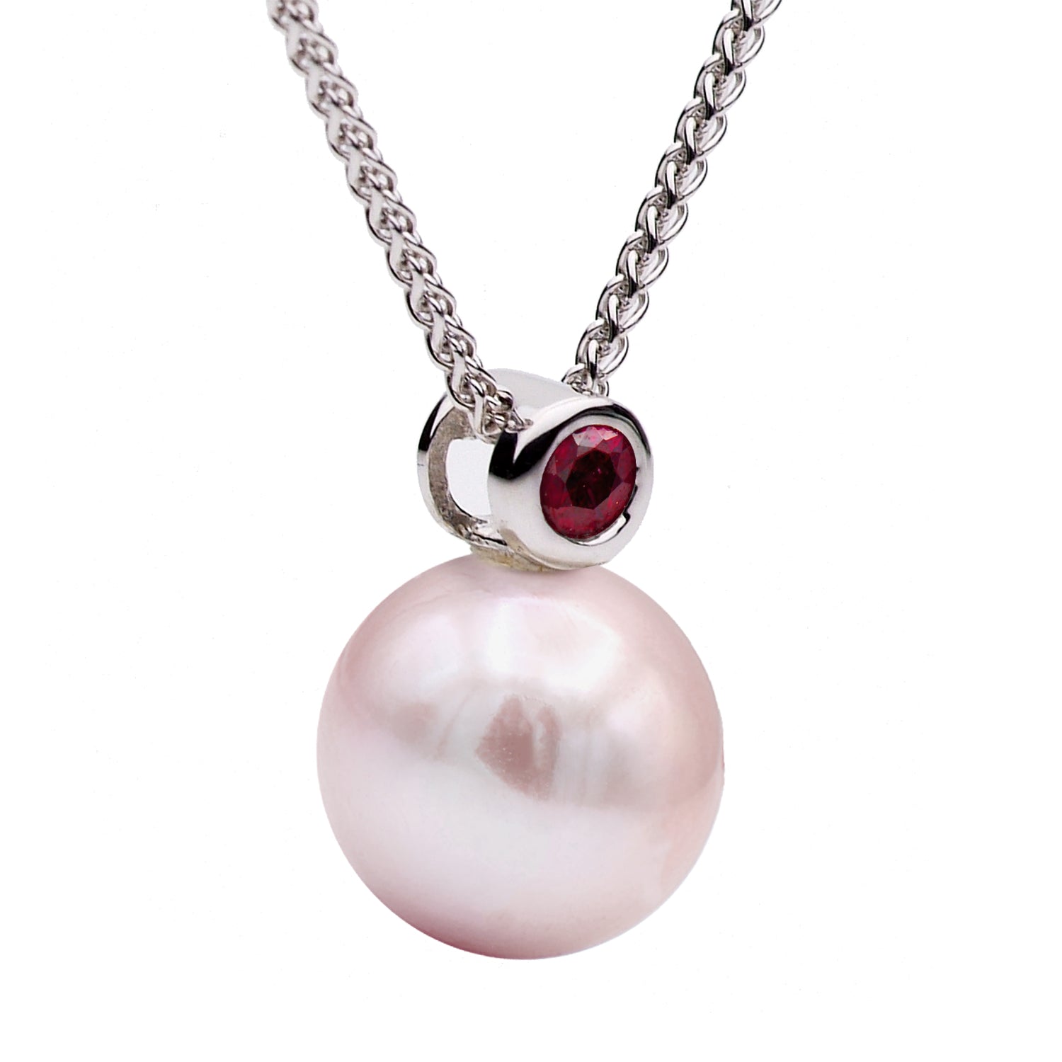 14K White Gold Freshwater Pearl Pendant, 9-10mm, 0.09ct