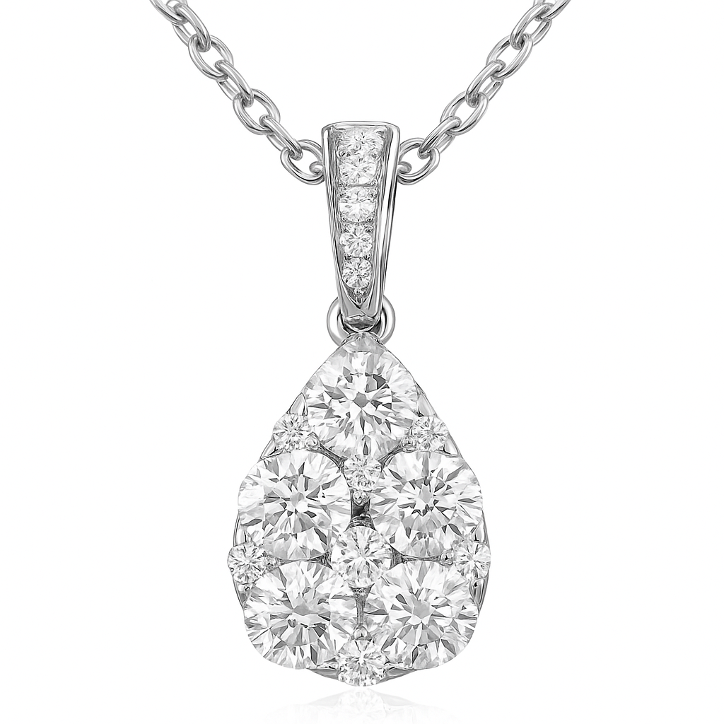18K White Gold Diamond Pendant, 1.02ct