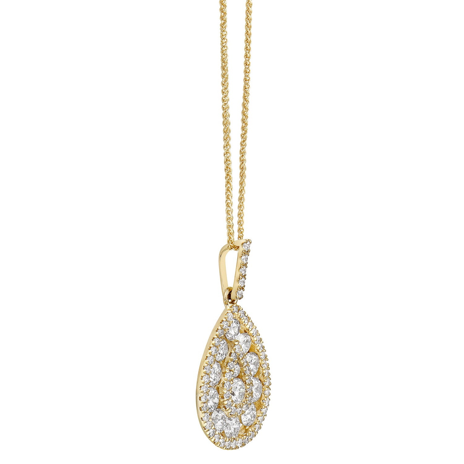 14K Yellow Gold Diamond Cluster Pendant, 0.8ct