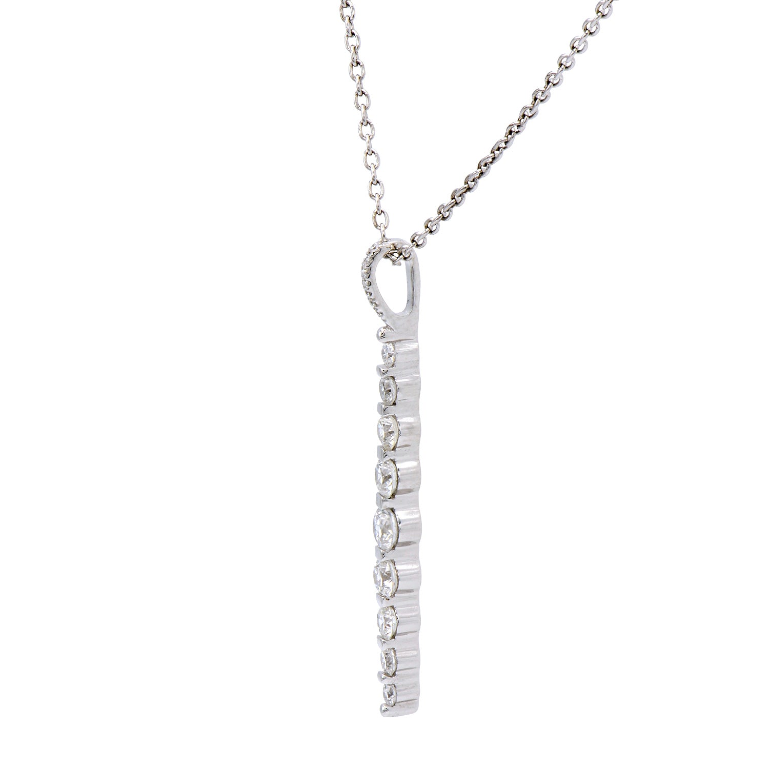 14K White Gold Diamond Pendant, 0.63ct