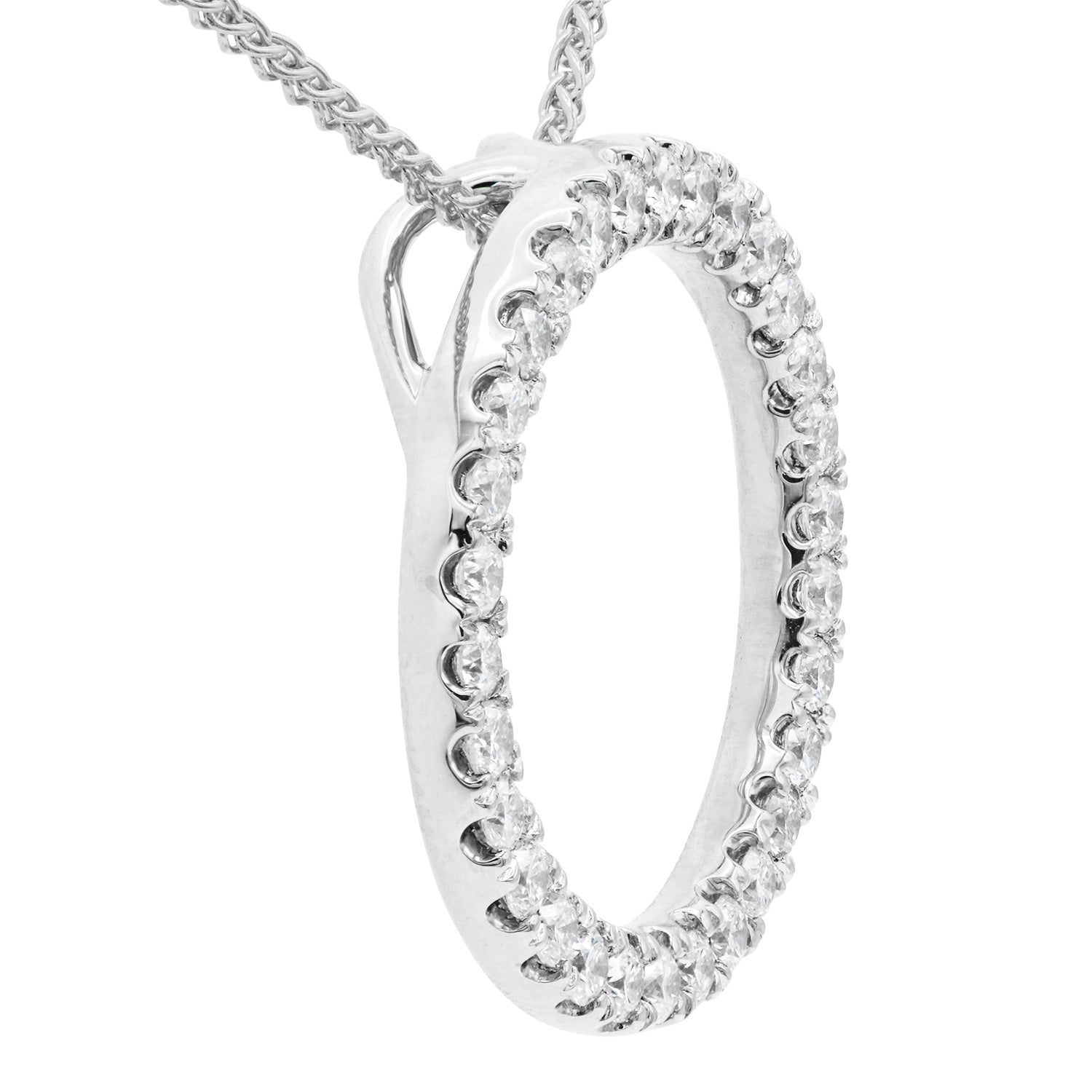 14K White Gold Diamond Pendant, 0.55ct