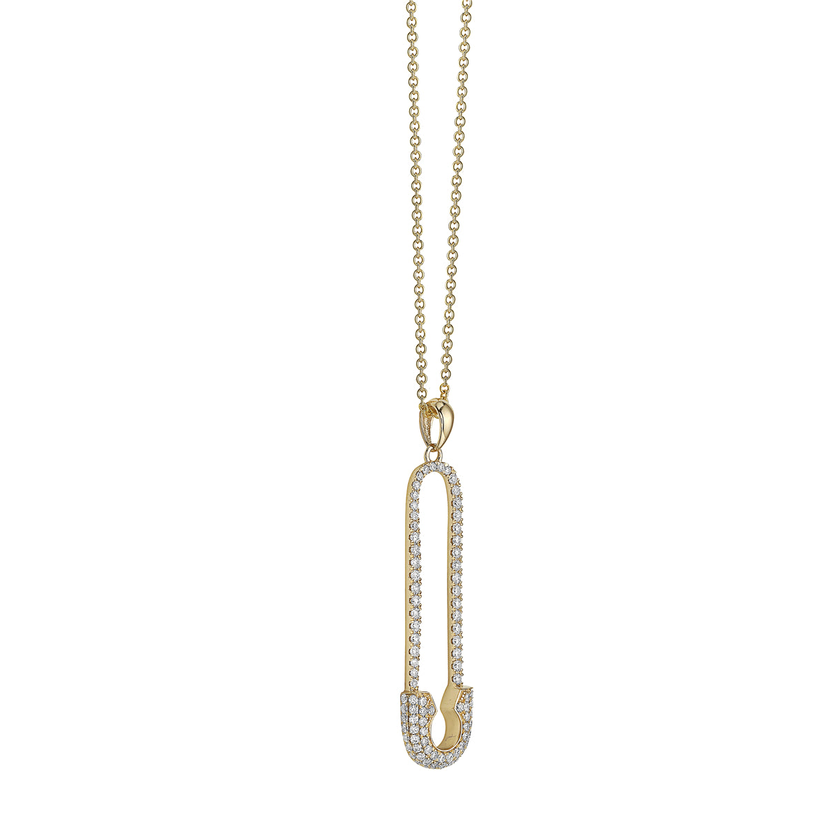 14K Yellow Gold Diamond Paperclip Pendant, 0.58ct
