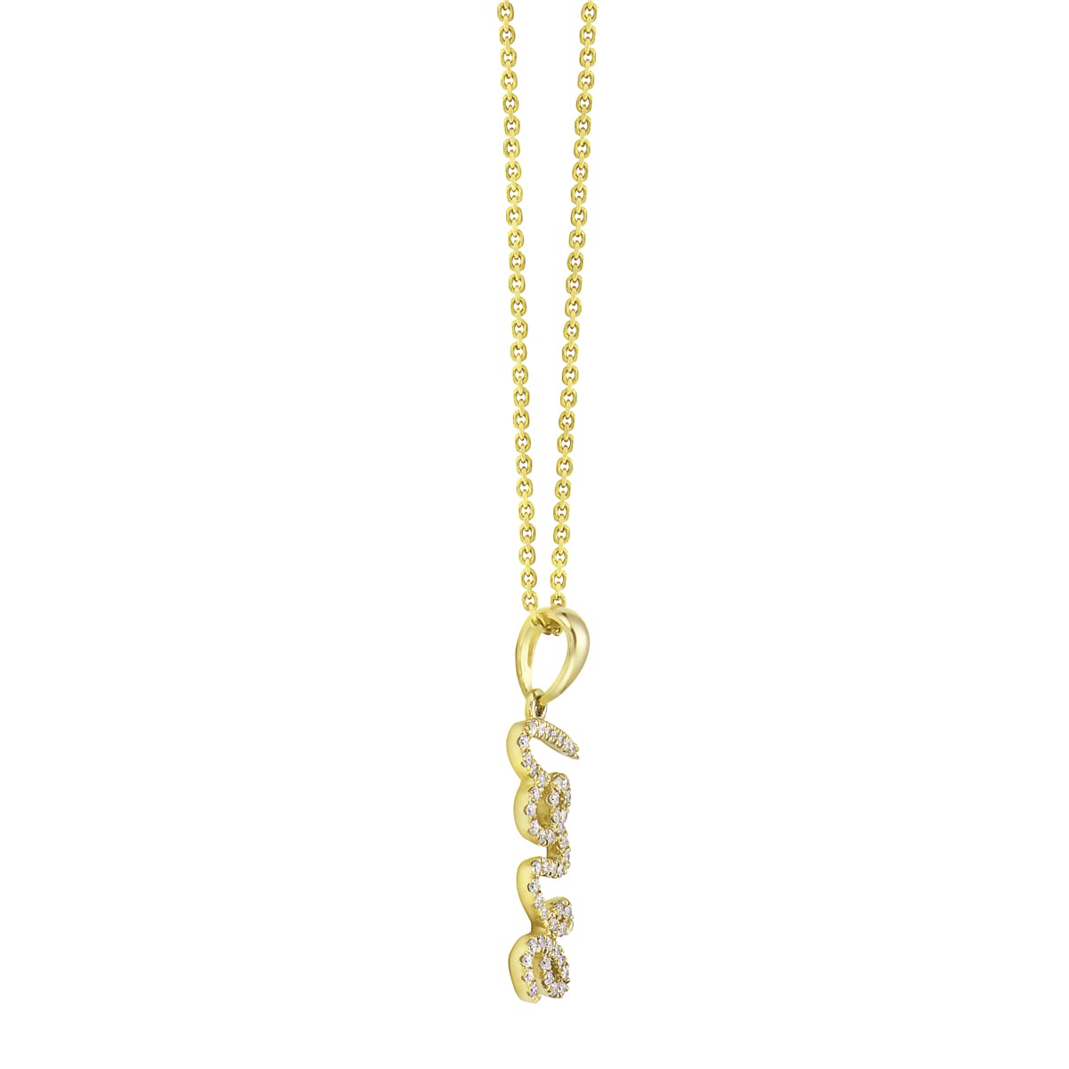 14K Yellow Gold Scripted Diamond Love Pendant, 0.16ct