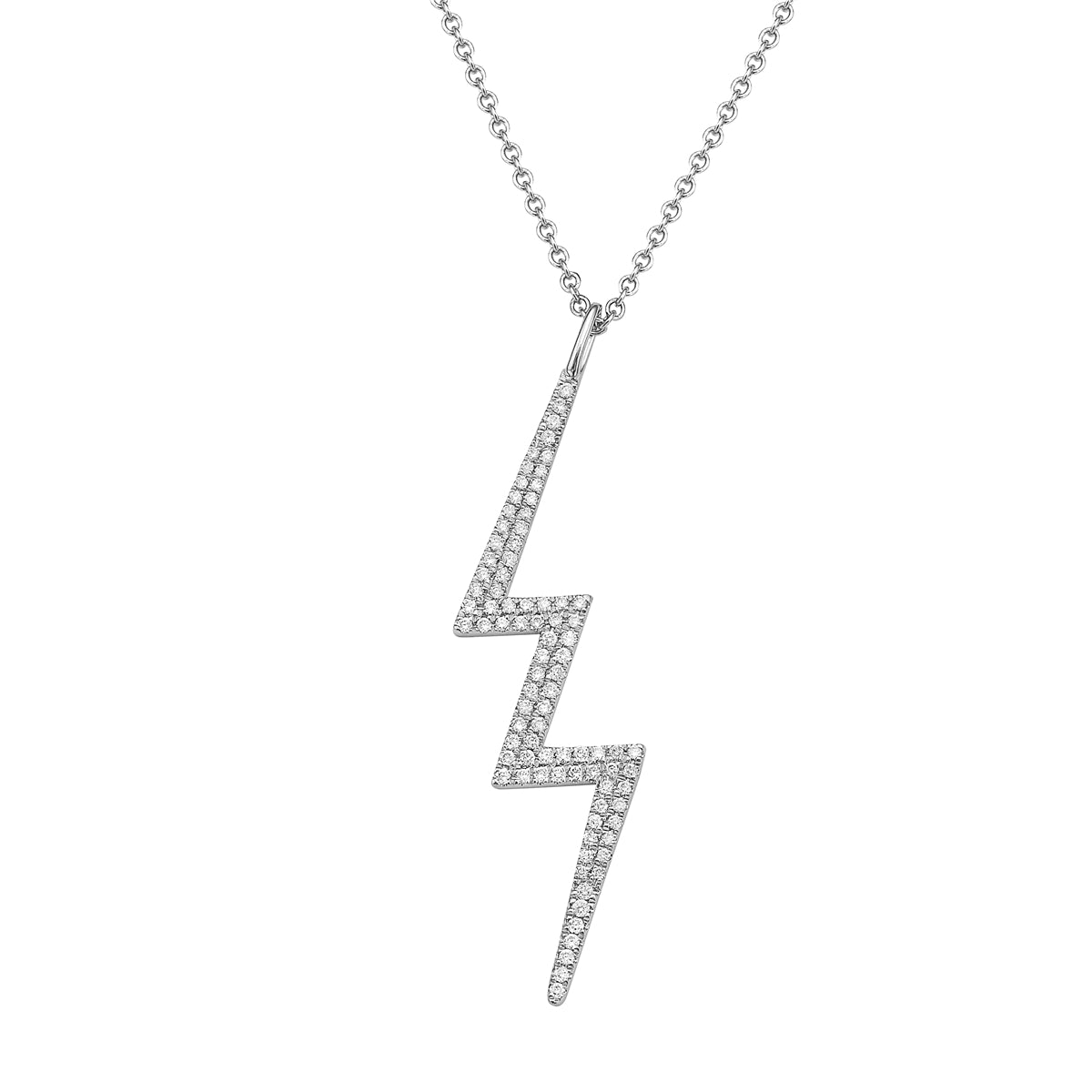14K White Gold Diamond Lighting Bolt Pendant