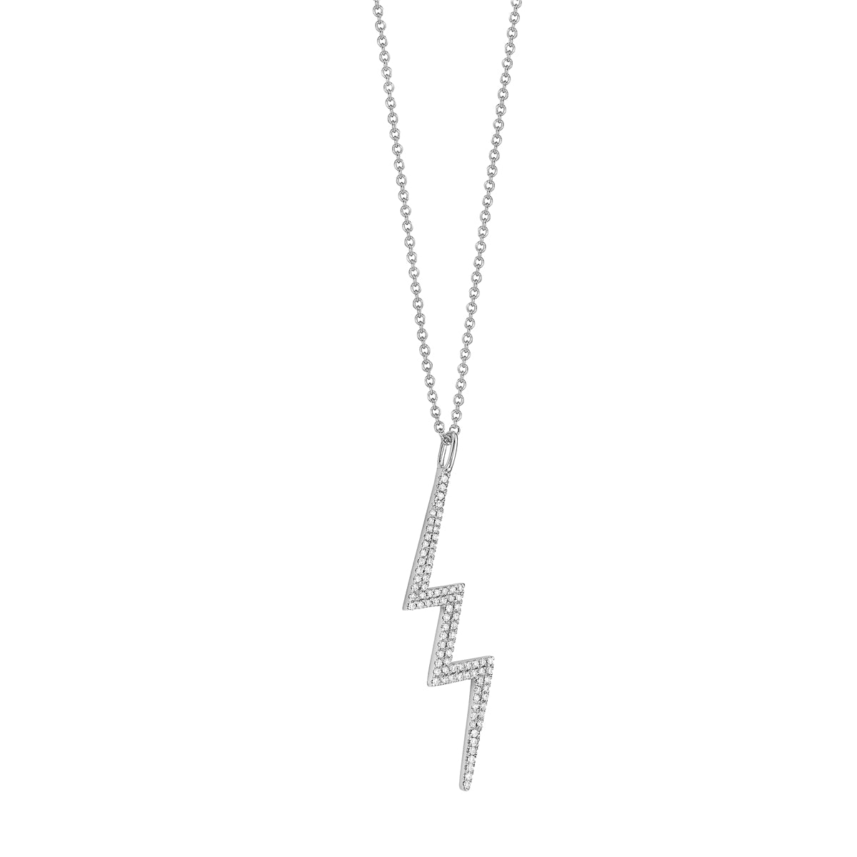 14K White Gold Diamond Lighting Bolt Pendant, 0.23ct