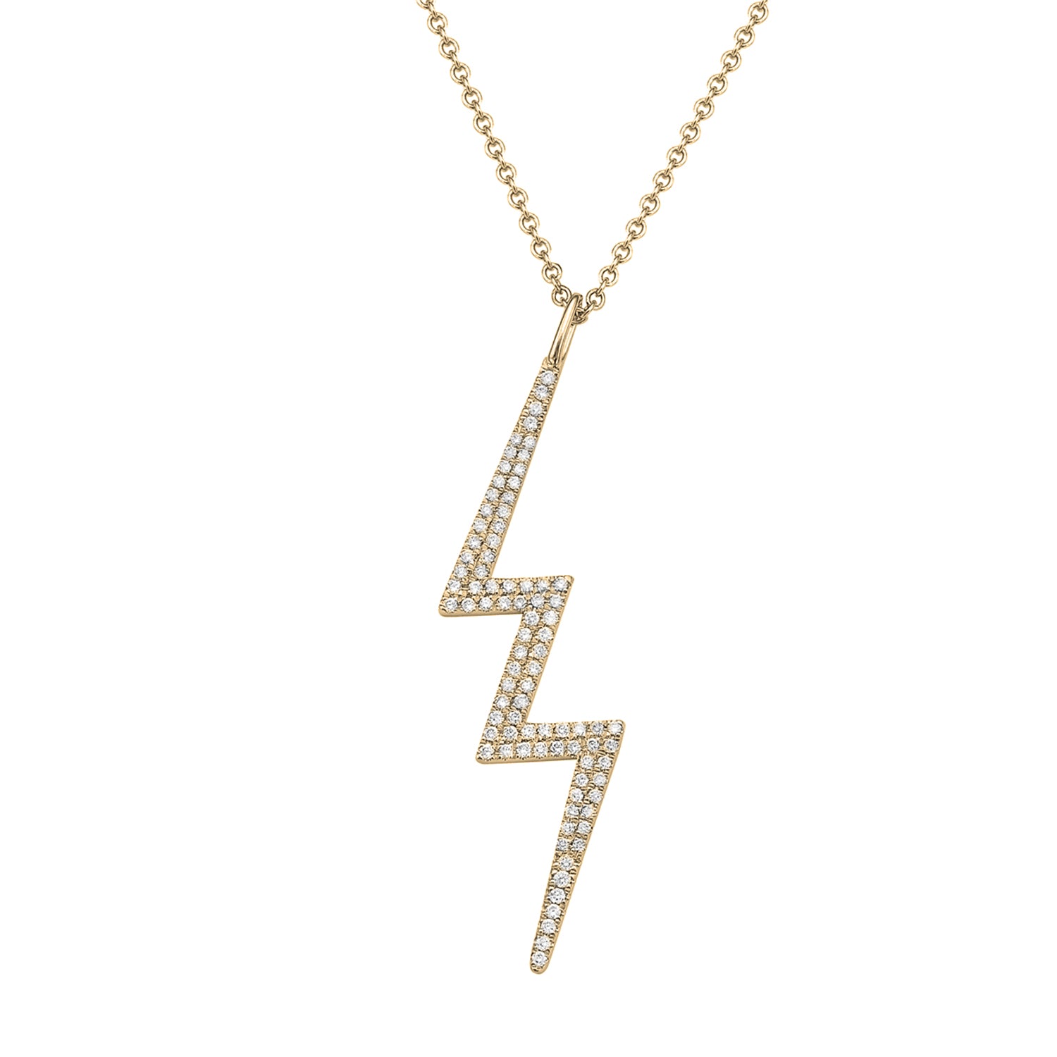 14K Yellow Gold Diamond Lighting Bolt Pendant