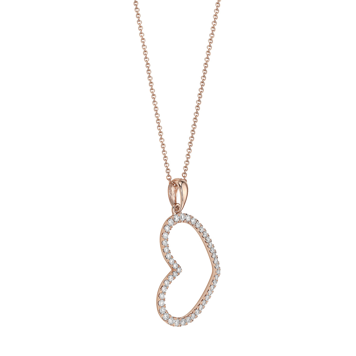 14K Rose Gold Diamond Pendant, Round 0.26ct