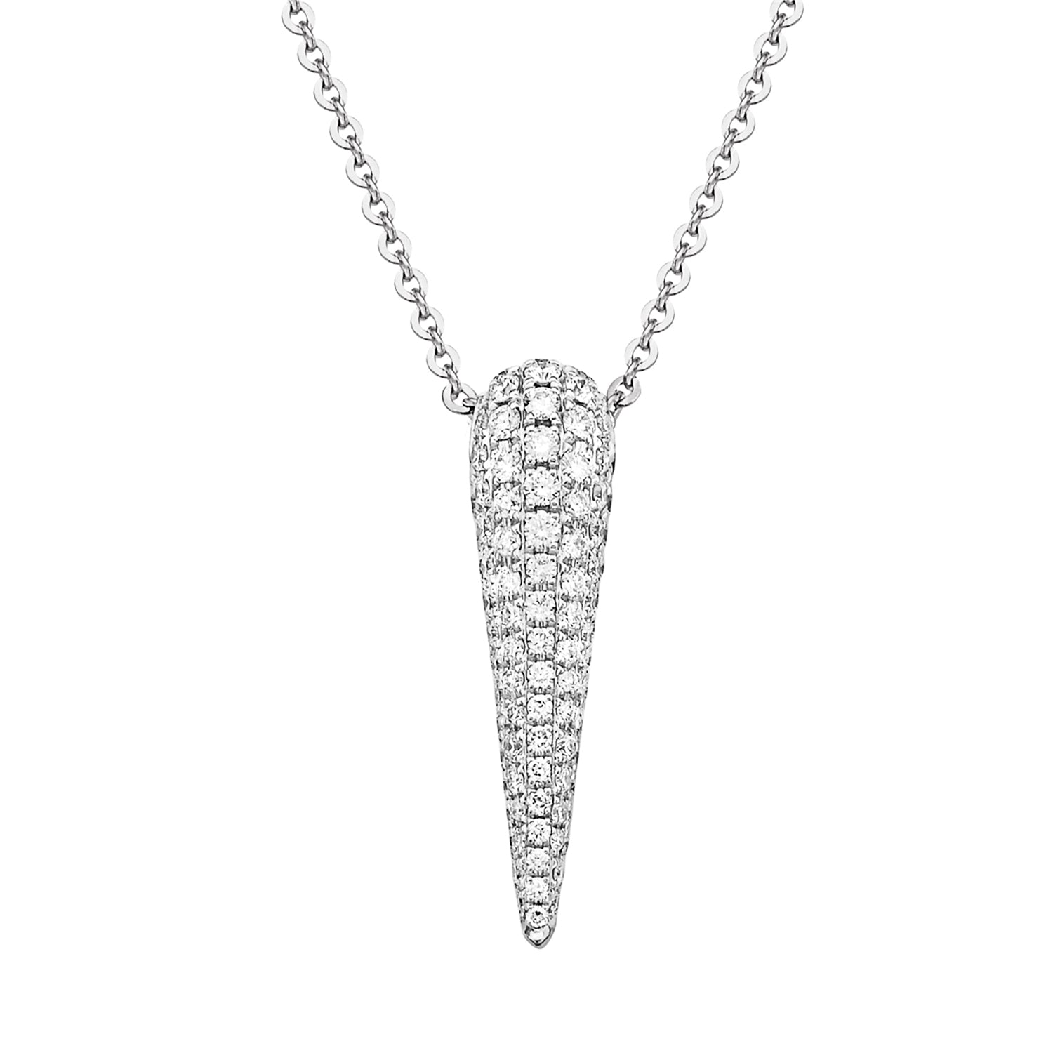 14K White Gold Diamond Tapered Drop Pendant
