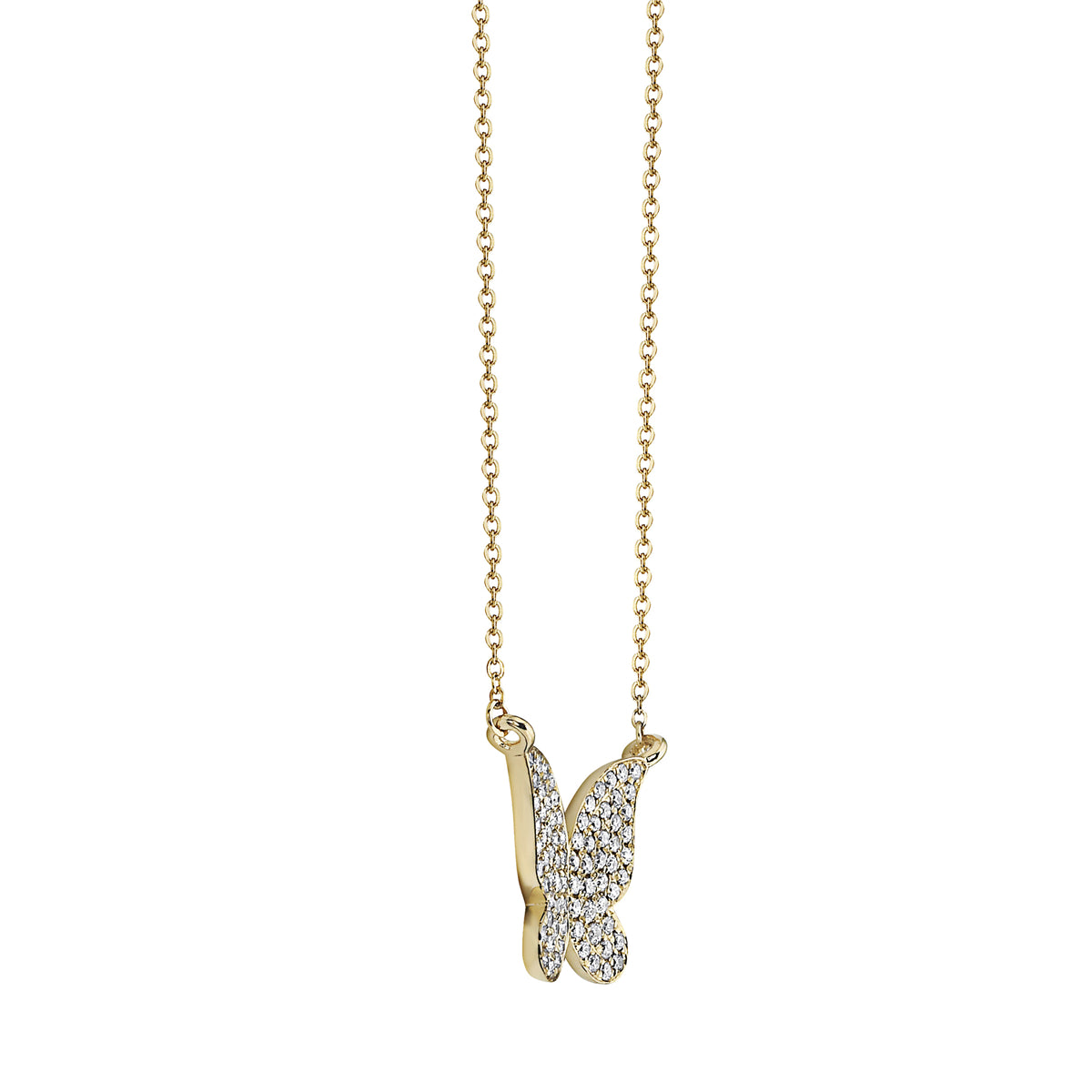 14K Yellow Gold Diamond Butterfly Pendant, 0.21ct