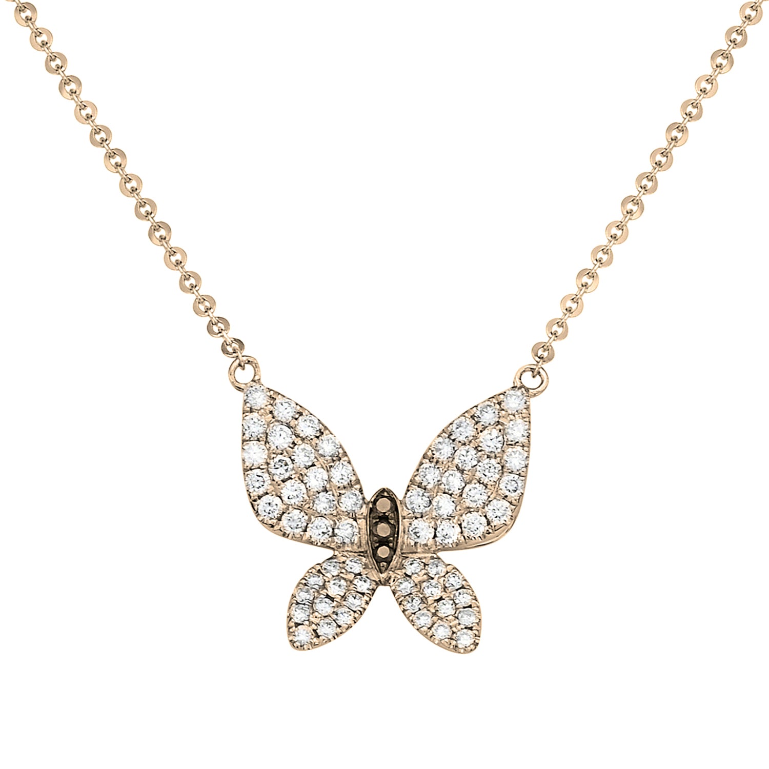 14K Yellow Gold Diamond Butterfly Pendant