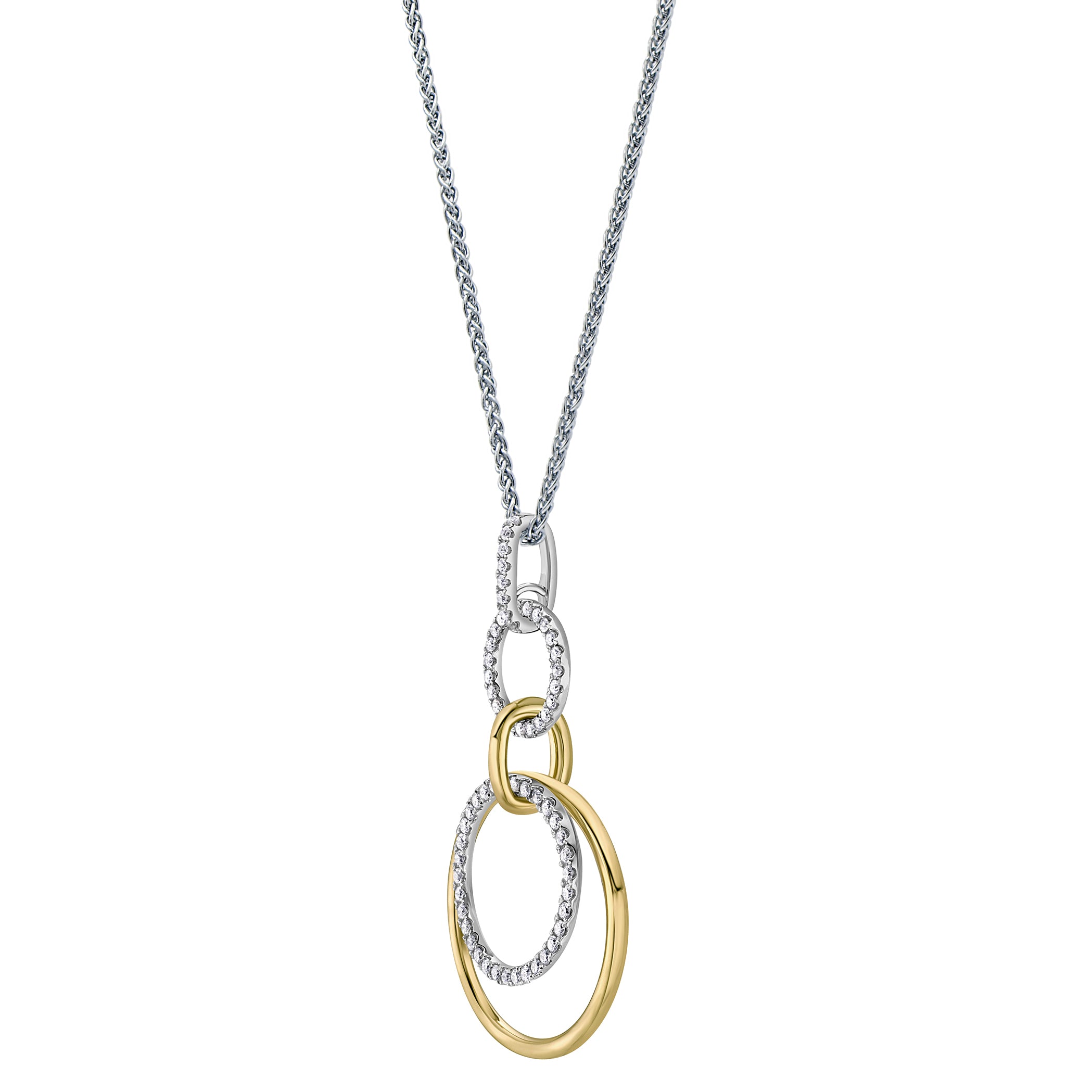 14K White Gold Diamond Hoop Link Pendant, 0.6ct