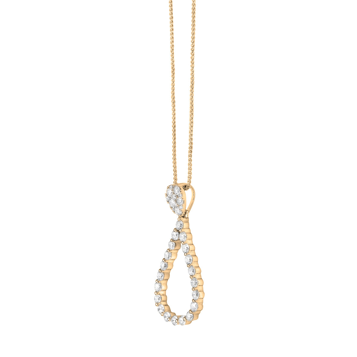 14K Yellow Gold Diamond Drop Pendant, 1.21ct