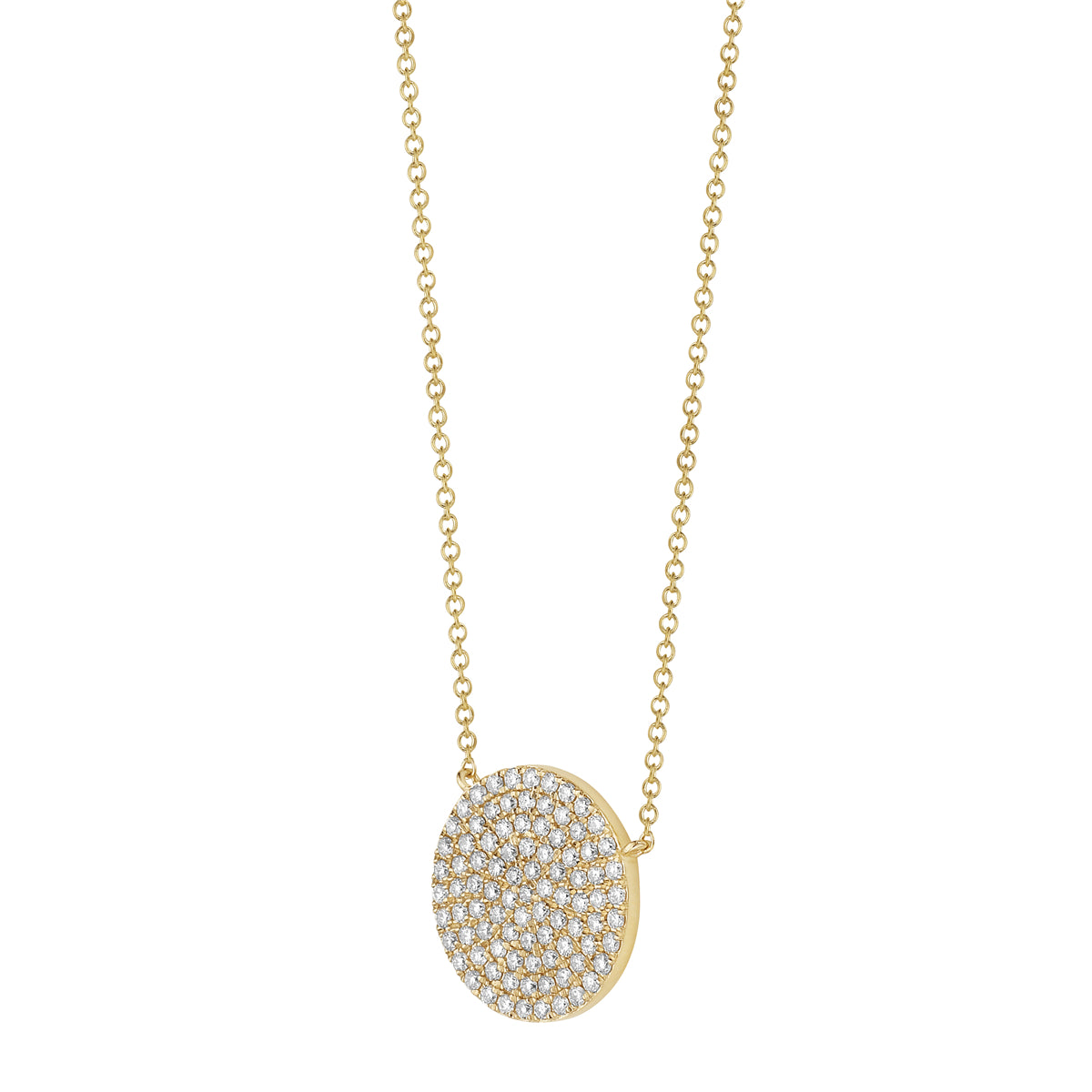 14K Yellow Gold Diamond Circle Pendant, 0.53ct