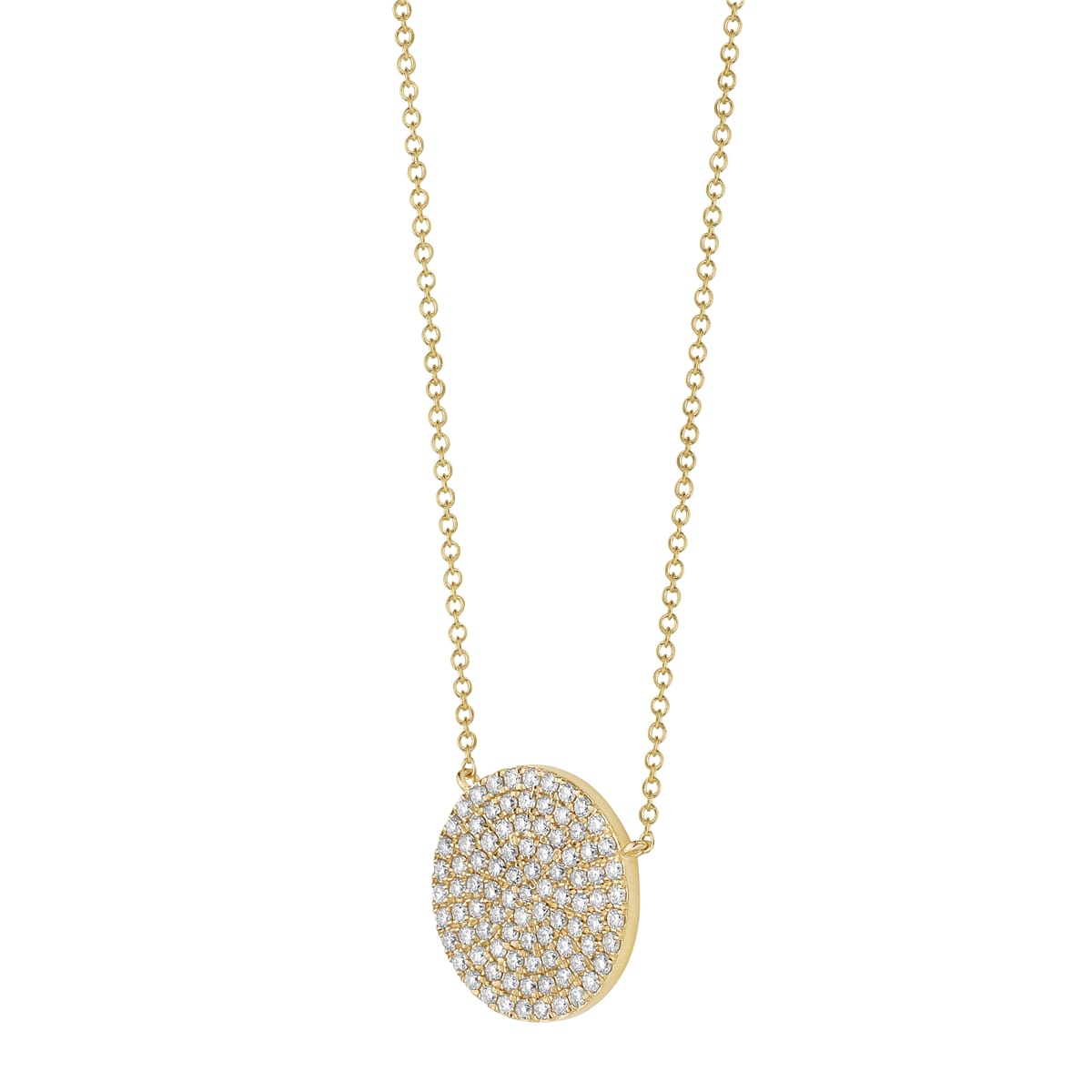 14K Yellow Gold Diamond Circle Pendant, 0.53ct