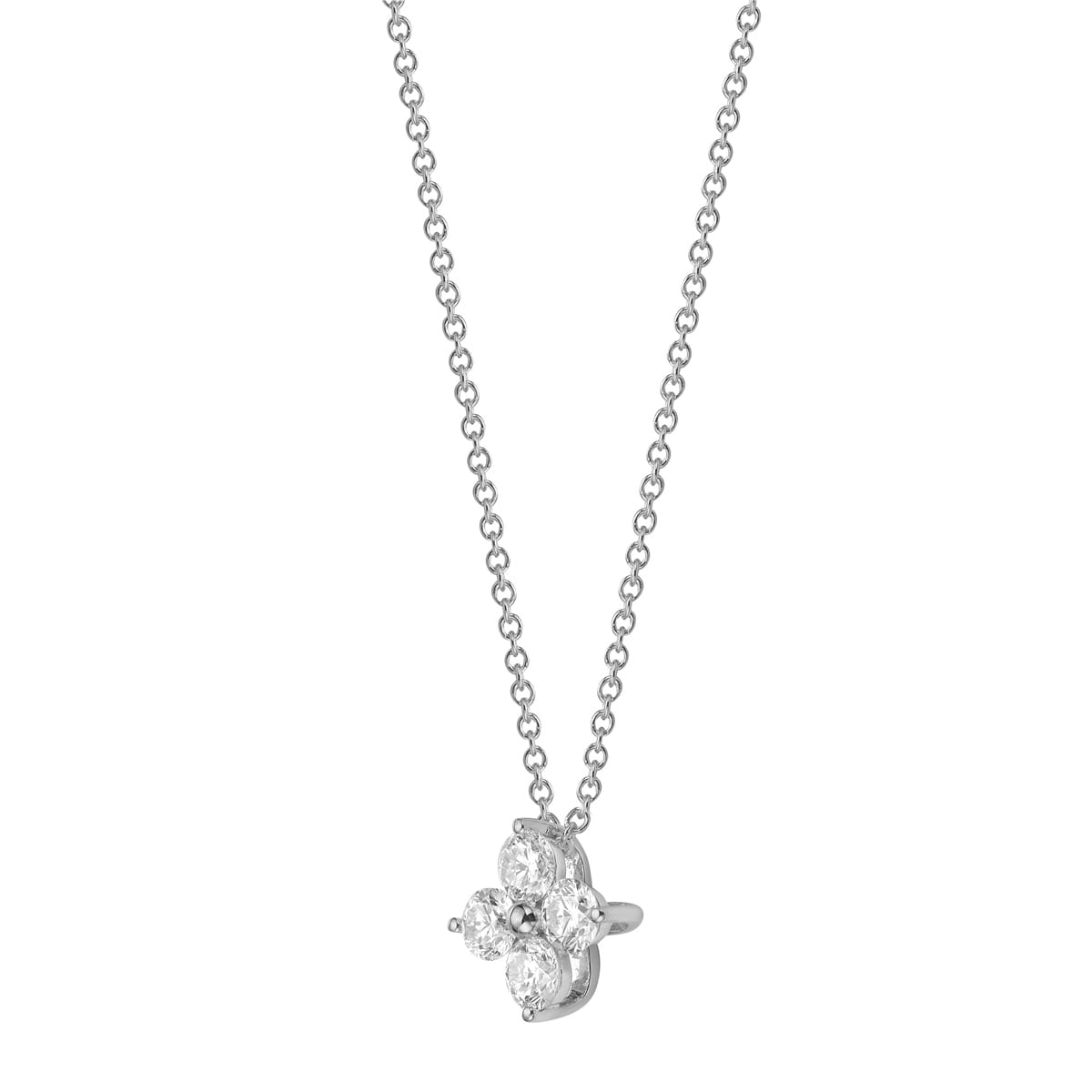14K White Gold Round Diamond Pendant, 0.52ct