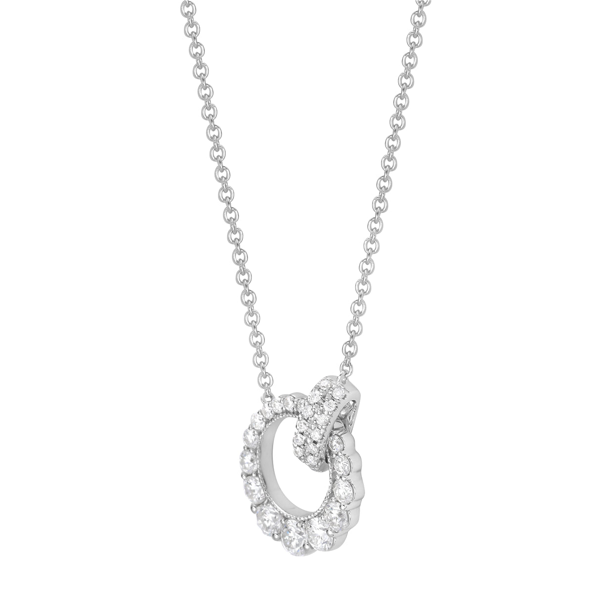 14K White Gold Diamond Pendant, 0.59ct