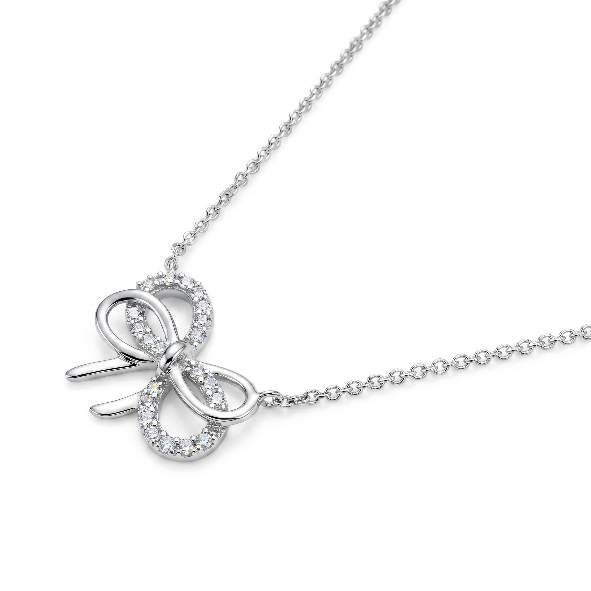 AP156972 - Necklace 14KW/2.3G 20RD-0.11CT