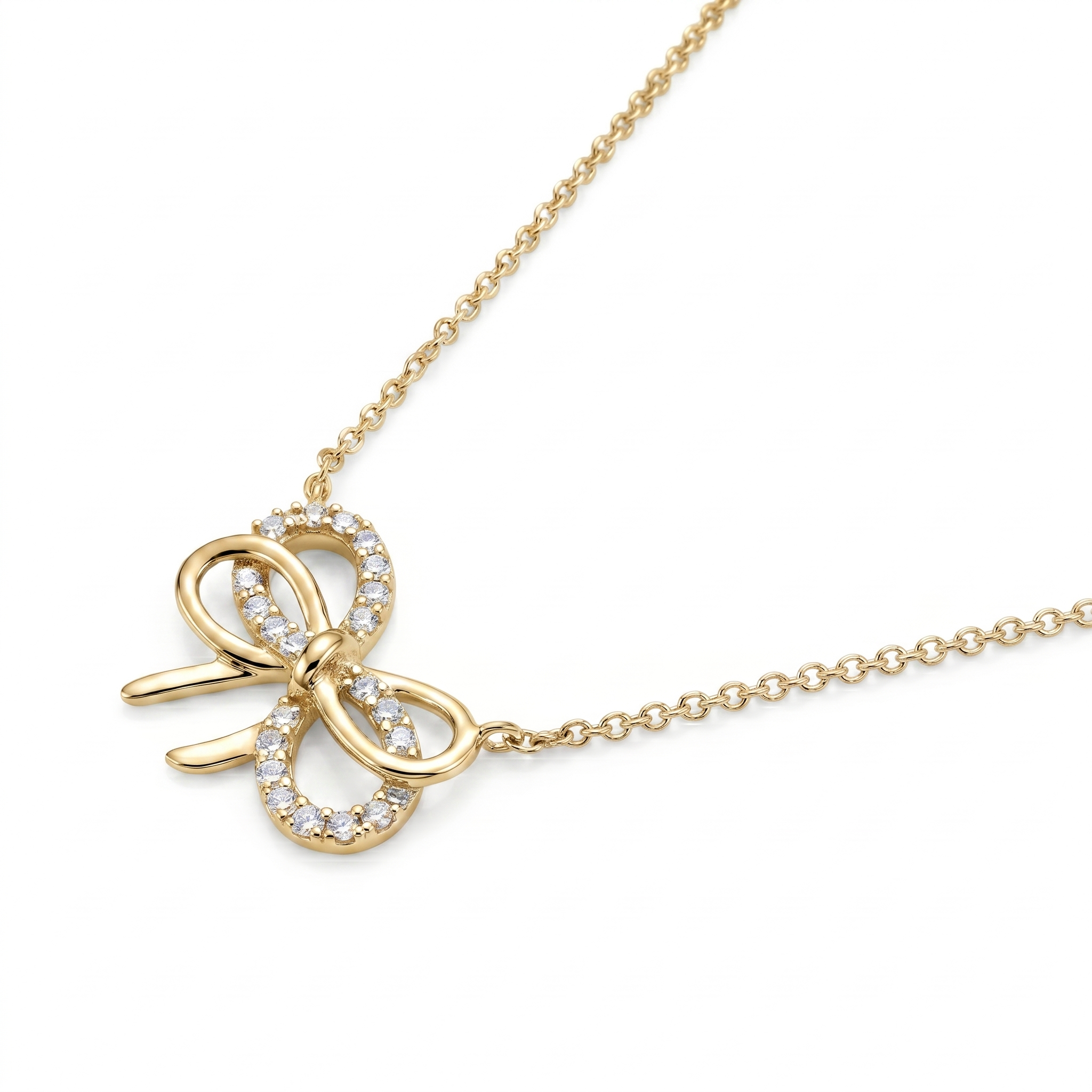 AP156972Y - Necklace 14KY/2.3G 20RD-0.11CT