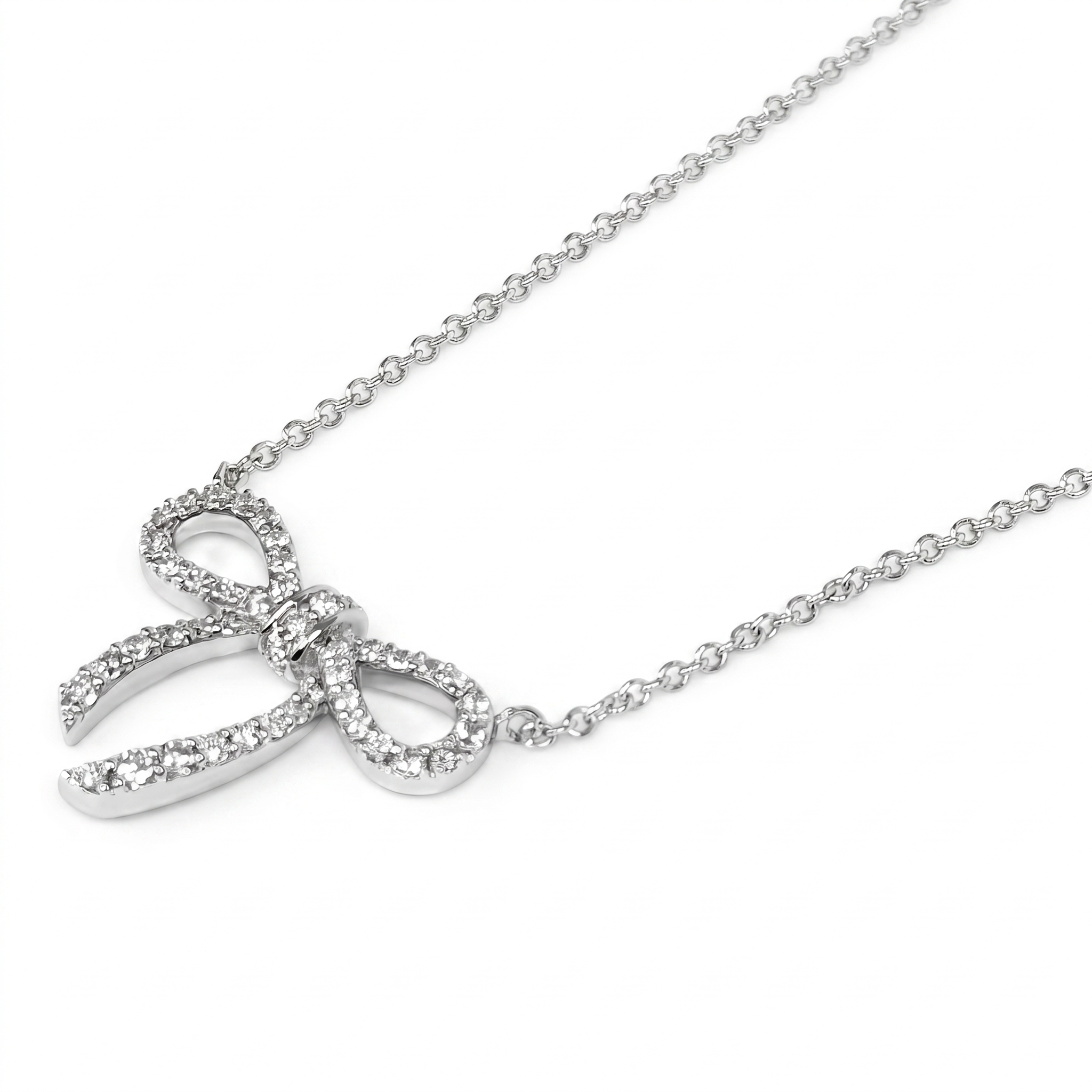 AP156974 - Necklace 14KW/2.6G 44RD-0.22CT