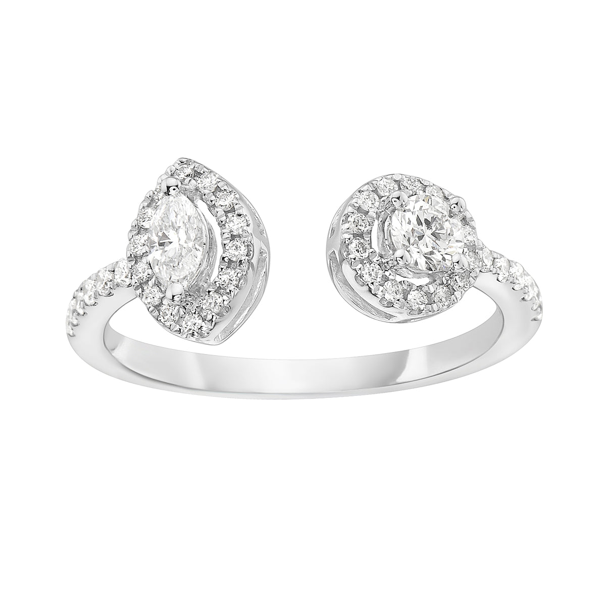 R054702 - Ring 18KW/2.2G 1MARQ-0.11CT 1RD-0.12CT 40RD-0.23CT