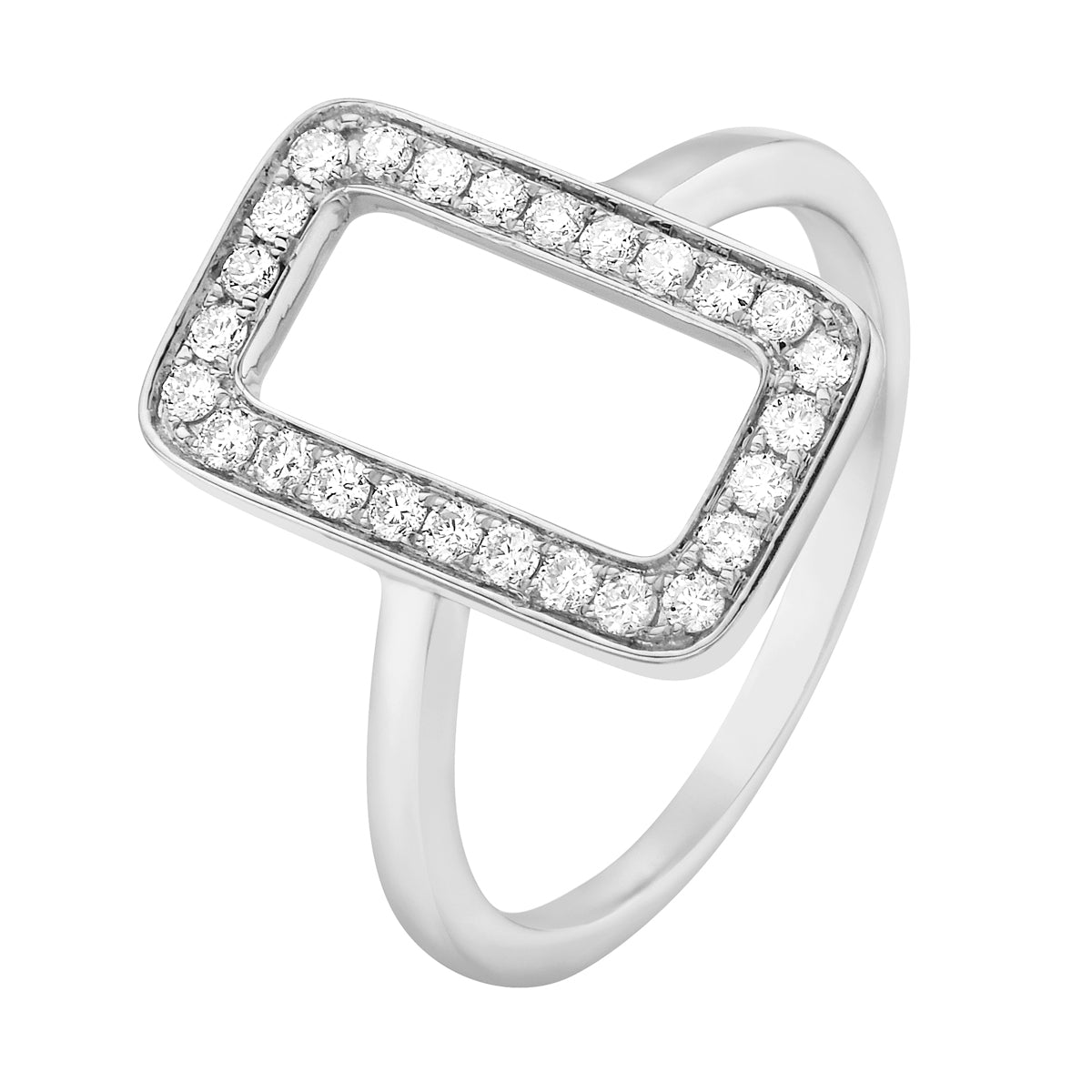14K White Gold Diamond Rectangle Ring, 0.3ct