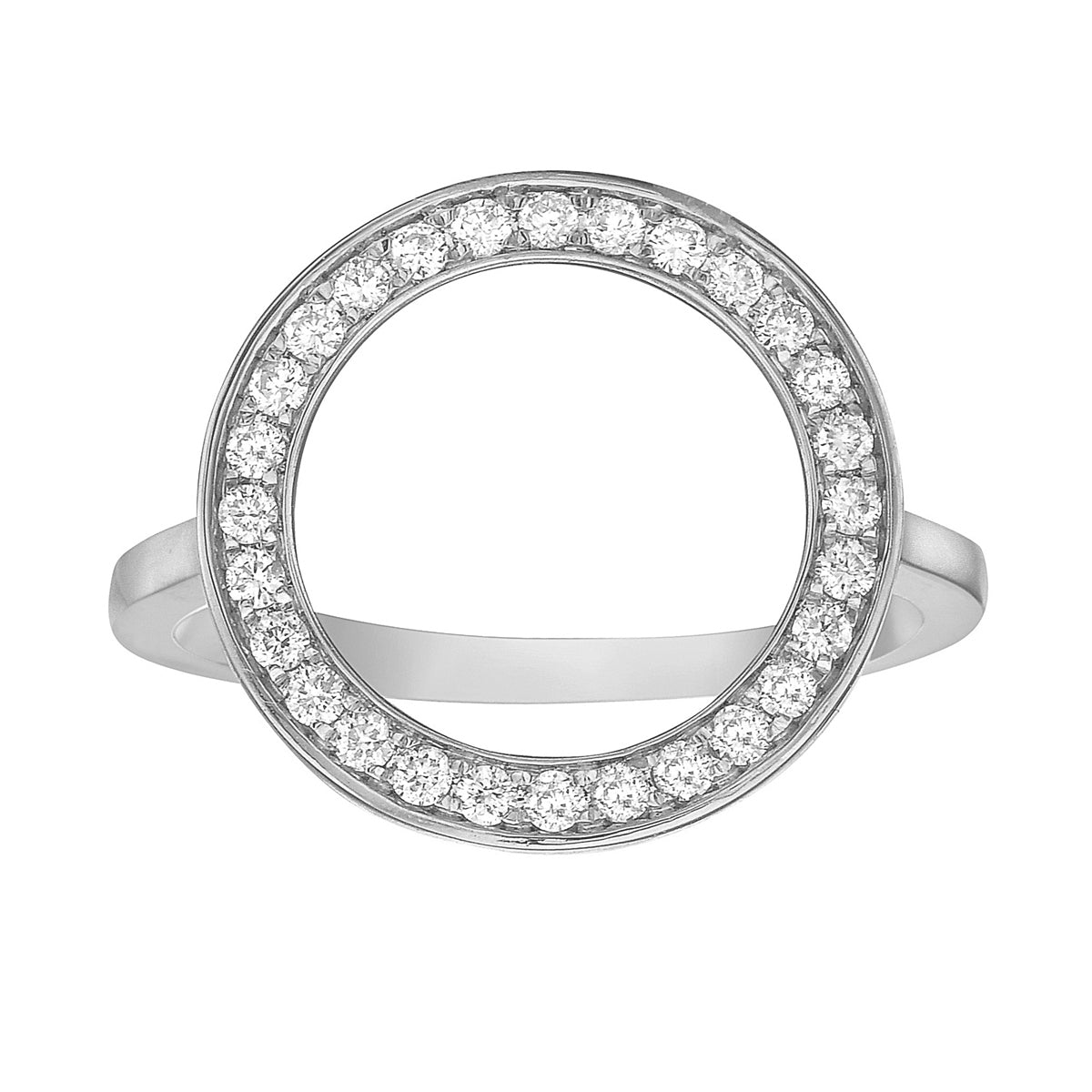 14K White Gold Open Diamond Circle Ring