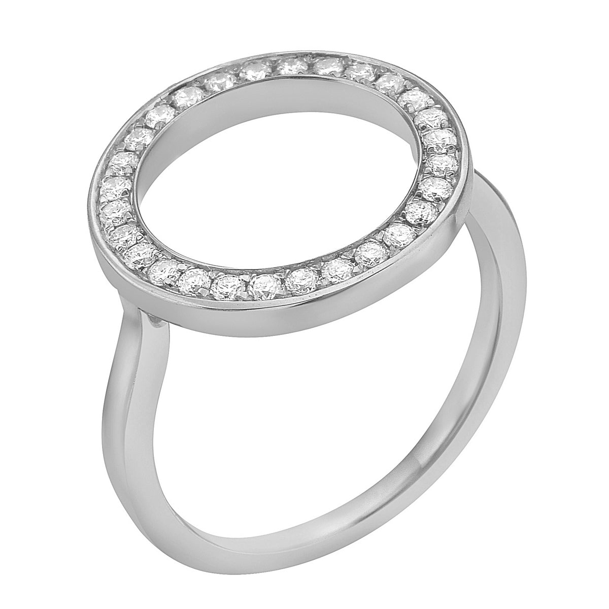 14K White Gold Open Diamond Circle Ring