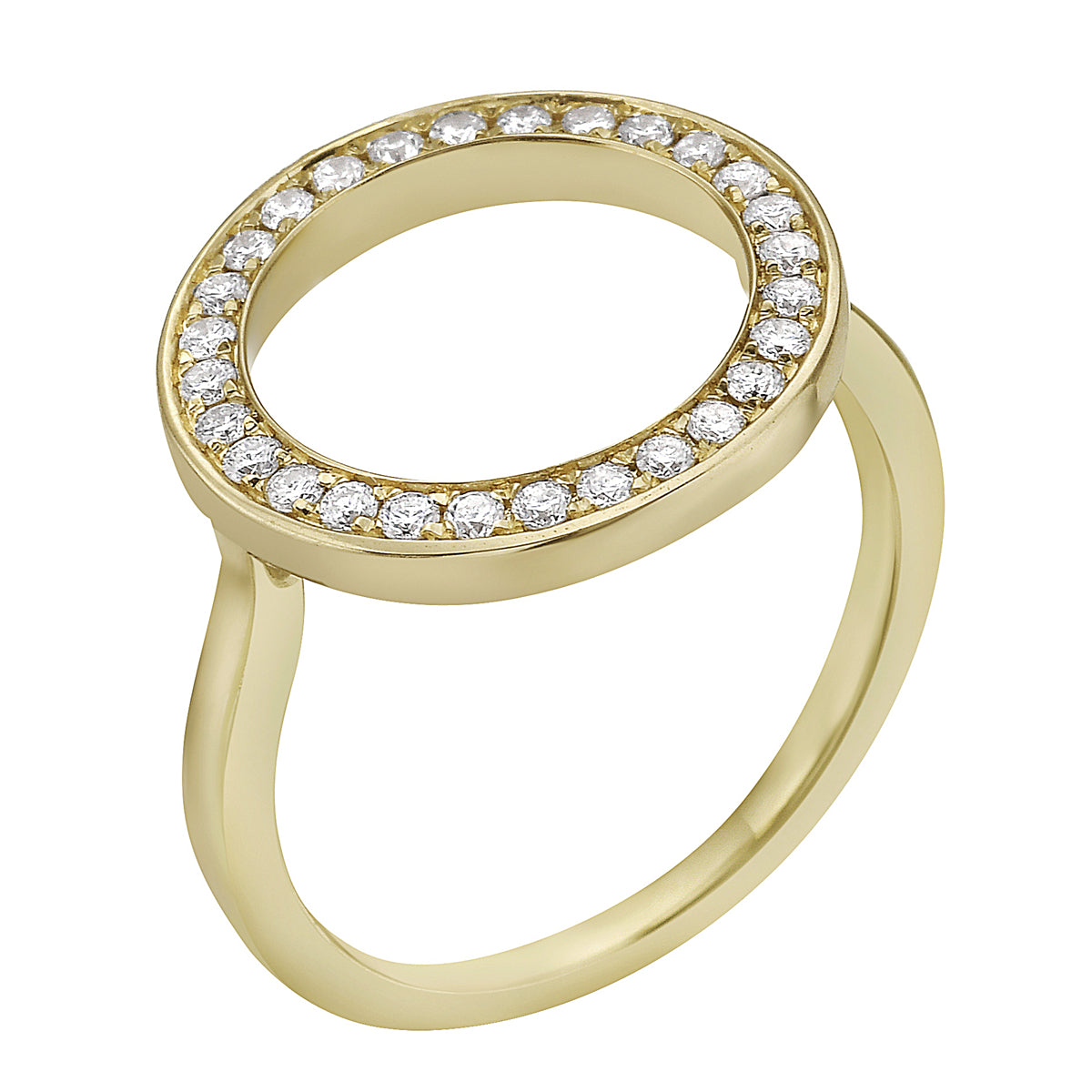14K Yellow Gold Open Diamond Circle Ring, 0.33ct
