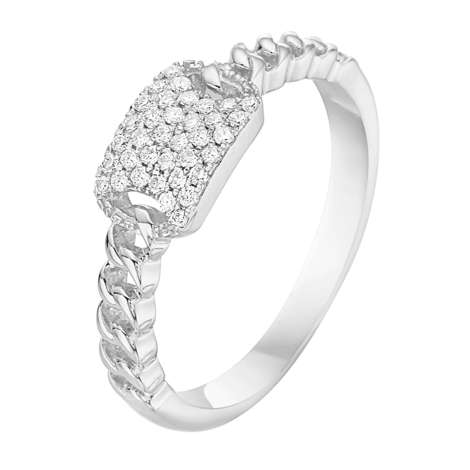 14K White Gold Tag Ring, 0.13ct